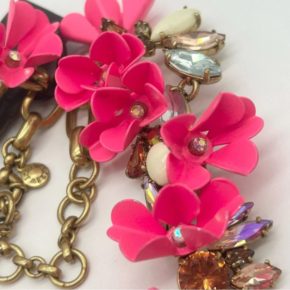 J. Crew Pink Flower Mardi Gras Necklace NWT - Picture 3 of 11